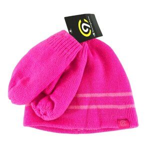 C9 Champion Toddler Girls Beanie Mitten Set Knit Striped Pink 12M-24M